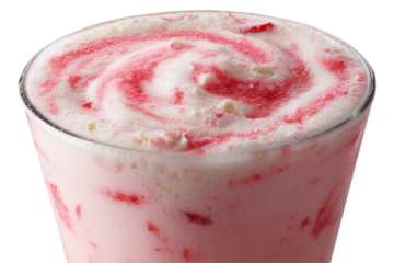 Pink, frothy, swirly drink isolated on transparent PNG background