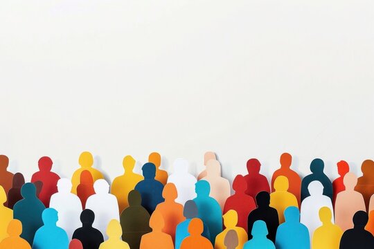 Colorful crowd people paper art backgrounds togetherness architecture.