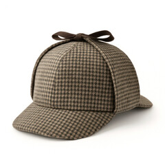 Sherlock Holmes Style Tweed Deerstalker Cap Isolated