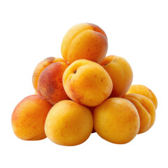 Stacked ripe apricots isolated on transparent PNG background