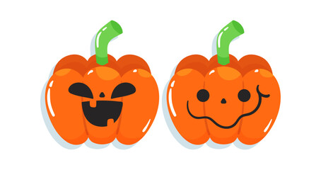 Vector Flat halloween pumpkins collection