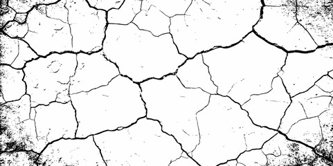 Sketch cracks black and white particle old distressed wall grunge surface texture background.  