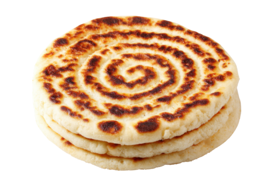 Stacked spiral flatbread isolated on transparent PNG background - Powered by Adobe