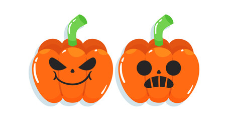 Vector Flat halloween pumpkins collection
