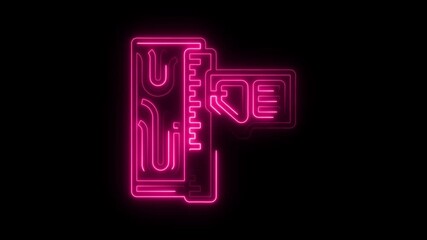 Animated neon sign featuring a modern abstract design with bright glowing pink outlines