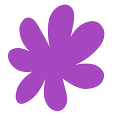 Bold purple abstract flower with playful petal shapes, ideal for modern art prints, fabric design, or digital use.