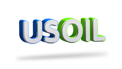 Illustration of a 3D USOIL symbol on a pristine white background for financial themes.