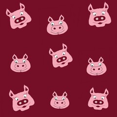 A set of animals, cartoon pigs, 