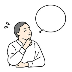 シニア世代の男性が老後や相続など将来を考えるベクターイラスト