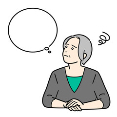 シニア世代の女性が老後や相続など将来を考えるベクターイラスト