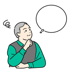 シニア世代の男性が老後や相続など将来を考えるベクターイラスト