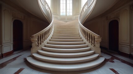 Obraz premium Curved staircase with white marble steps