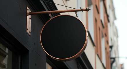Blank Round Sign on Building Exterior