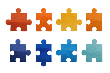 Naklejka premium Gradient puzzle pieces isolated on transparent PNG background