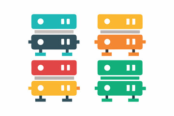 set of server icon vector silhouette illustration isolated on white background