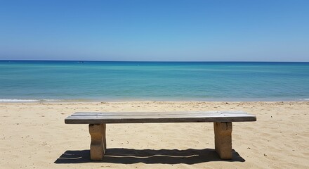 Fototapeta premium Bench on Beach with Ocean View