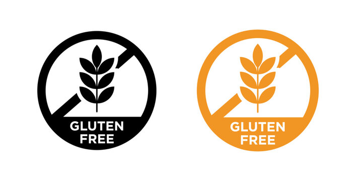 Gluten free icons set on white background