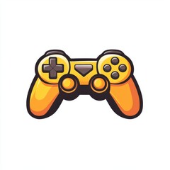 Yellow game controller icon in simple cartoon style on white background.