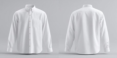 White Long Sleeve Shirt Mockup - Front and Back View for Business and Office Wear