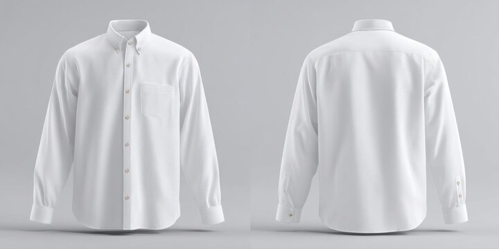 White Long Sleeve Shirt Mockup - Front and Back View for Business and Office Wear