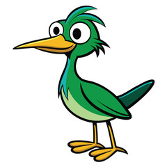 Cheerful green bird stares with its big eyes, adding a whimsical touch to any project