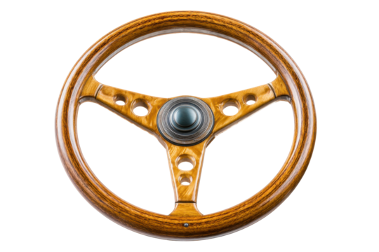 Polished wood steering isolated on transparent PNG background