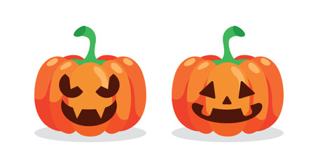 Vector Flat halloween pumpkins collection