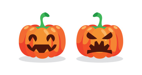 Vector Flat halloween pumpkins collection