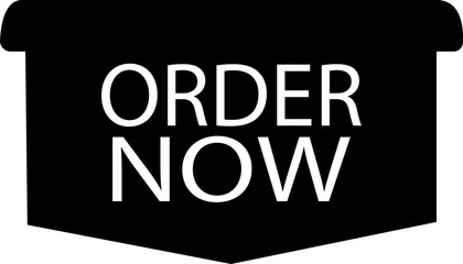 Order now ribbon icon in flat. isolated on transparent background