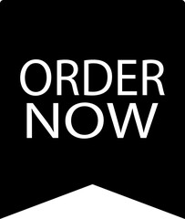 Order now ribbon icon in flat. isolated on transparent background