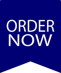 Order now ribbon icon in flat. isolated on transparent background