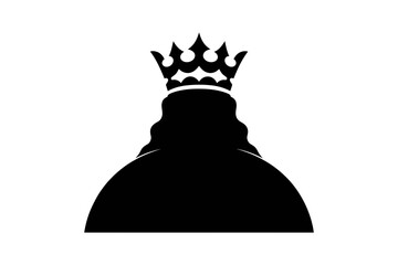 Queen silhouette with crown vector art illustration