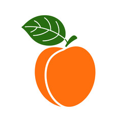 Peach fruit illustration with leaf vector graphic