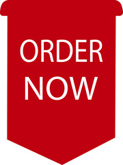 Order now ribbon icon in flat. isolated on transparent background