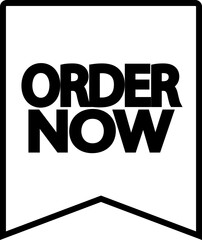 Order now ribbon icon in line. isolated on transparent background