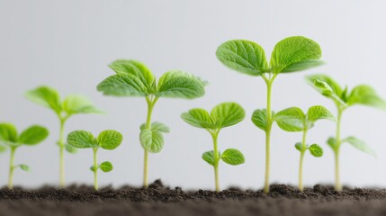 Company growth and success: illustrative representation with thriving small green plants, symbolic of expansion and progress