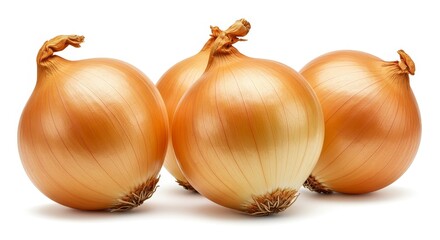 Fototapeta premium Photo Of Fresh Brown Onions Isolated On White Background Close Up