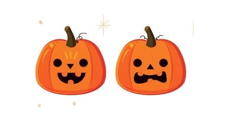 Vector Flat halloween pumpkins collection