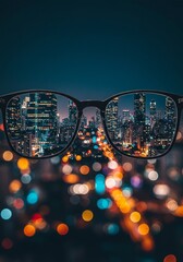 Photo Of Glasses Reflecting City Lights At Night With Dark Background