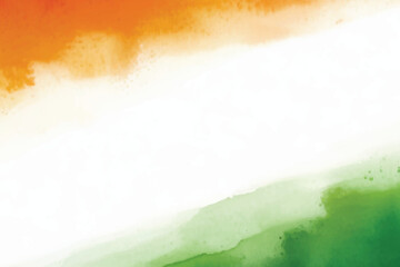 Indian watercolor background: orange or saffron and green colour free center empty space flag colour independence day republic day banner or poster design 