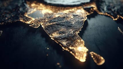 Fototapeta premium Close-up view of a stylized world map projection.