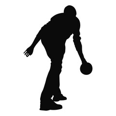 Silhouette of Bowling Player. Vector Illustration.