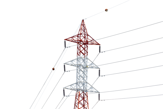 High voltage transmission towers and power lines  supplying electric energy