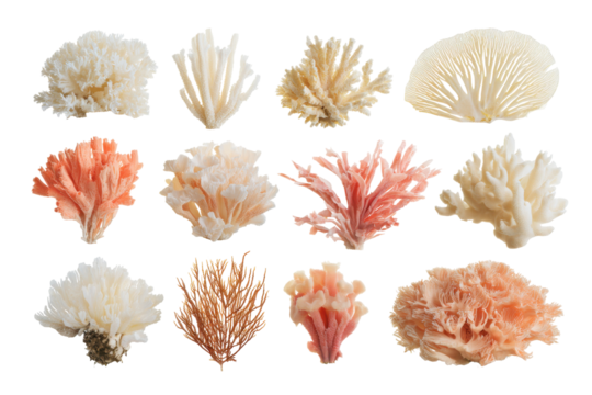Coral cluster on black isolated on transparent PNG background