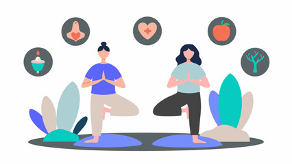 Discover inner peace with mindful yoga fostering wellness and balance in nature inspired vector