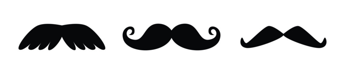 Human mustache silhouette. Mustache icon symbol collection. Vector illustration