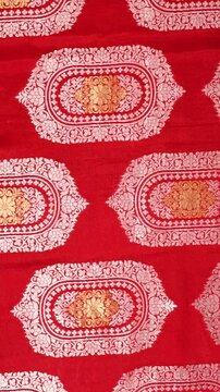 Traditional Indian Banarasi saree detail - close up saree shot