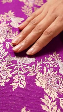 Traditional Indian Banarasi saree detail - close up saree shot