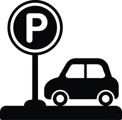 Parking space, Parking sign, taxi parking, car parking, isolated editable silhouette vector on a transparent background