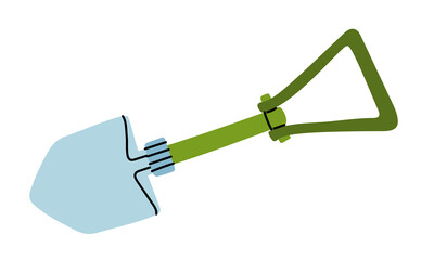 shovel is collapsible. An isolated illustration. Gardening, construction equipment. Seasonal work. product for agricultural crops. Suitable for ecology, garden, cleaning, household, packaging design
